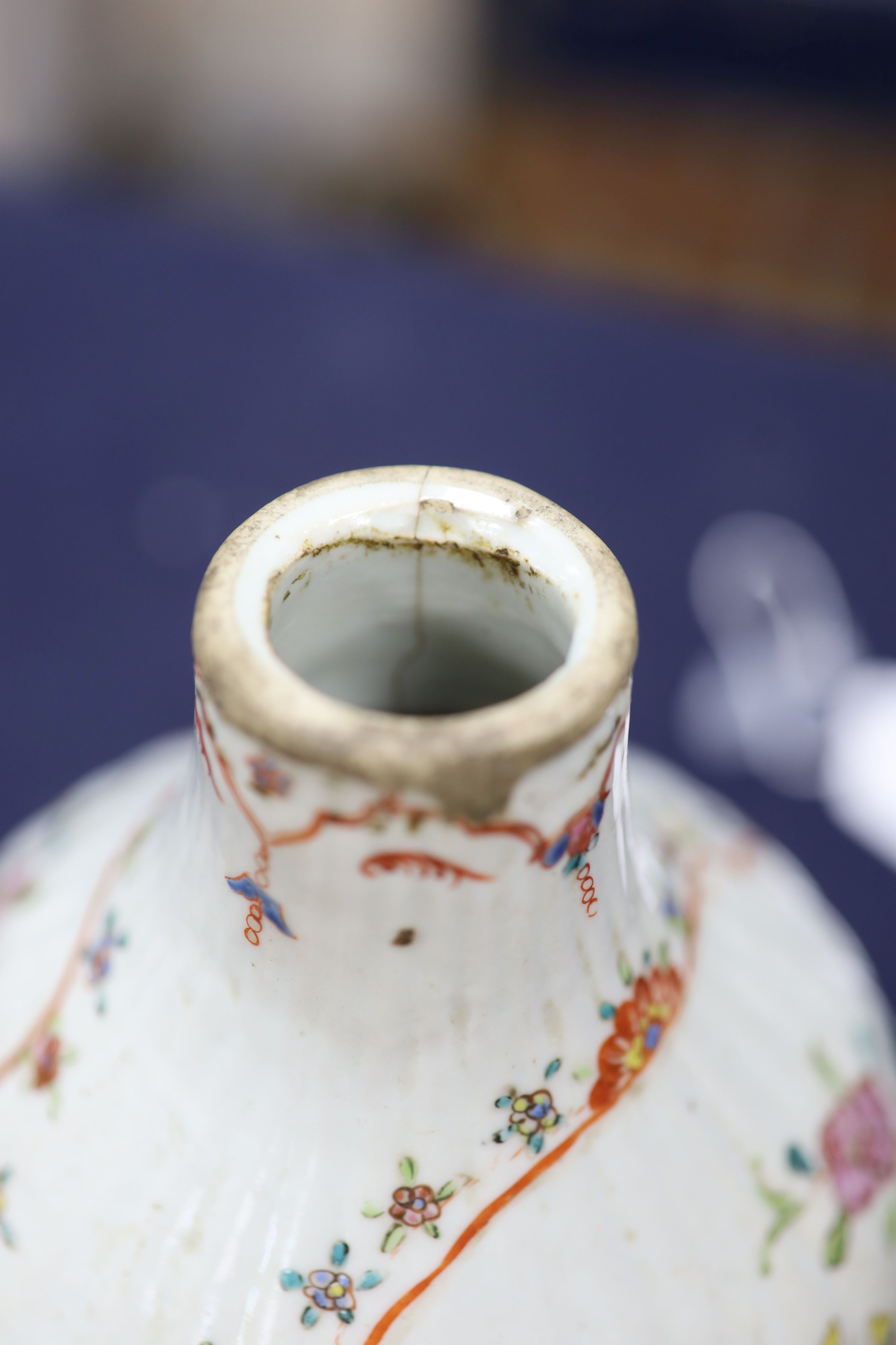 A Chinese Qianlong period bottle vase, reduced, height 29.5cm, and a Chinese plate with signature on back